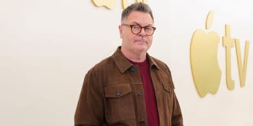 Nick Offerman from Apple's series “Margo’s Got Money Troubles,” at the Apple TV Press Day at the Barker Hangar on Feb. 3, 2026, in Santa Monica, California.