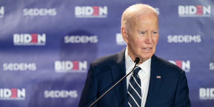 Former President Joe Biden speaks to a crowd during a fundraising event with the South Carolina Democratic Party at the Columbia Museum of Art on Feb. 27, 2026, in Columbia, South Carolina.