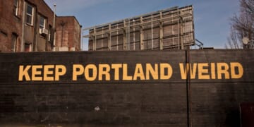 The "Keep Portland Weird" sign is viewed on Feb. 11, 2012, in Portland, Oregon.