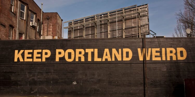 The "Keep Portland Weird" sign is viewed on Feb. 11, 2012, in Portland, Oregon.