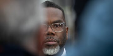 Chicago Mayor Brandon Johnson speaks to journalists in Chicago, Illinois, on Feb. 26, 2026.