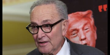 Senate Minority Leader Chuck Schumer speaks after a weekly Senate Democrat policy luncheon at the U.S. Capitol on March 3, 2026.