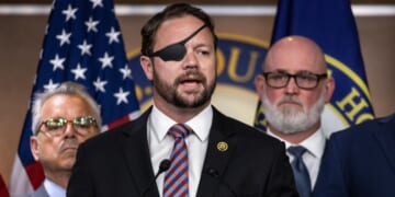 Rep. Dan Crenshaw speaks during a news conference on Capitol Hill on June 26, 2024, in Washington, D.C.