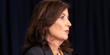 Gov. Kathy Hochul participates in round table on hate and bias crimes in law enforcement at the Governor’s Office on November 13, 2023.