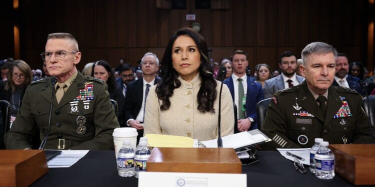 Director of National Intelligence Tulsi Gabbard prepares to testify during a Senate Intelligence Committee hearing on worldwide threats in the Hart Senate Office Building on March 18, 2026, in Washington, D.C.