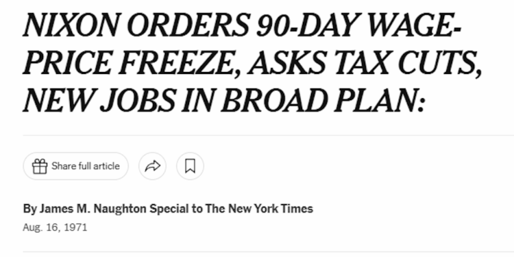 Flashback: Nixon, Price Controls, and COVID