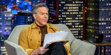 Greg Gutfeld appears during Former 2024 presidential candidate Vivek Ramaswamy's visit to "Gutfeld!" at Fox News Channel Studios on Jan. 22, 2024, in New York City.