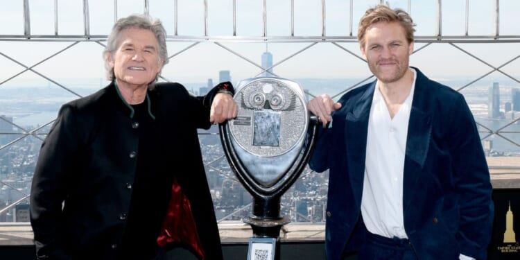 Kurt Russell, left, and Wyatt Russell are seen in a Feb. 27 photo visiting the Empire State Building in New York City.
