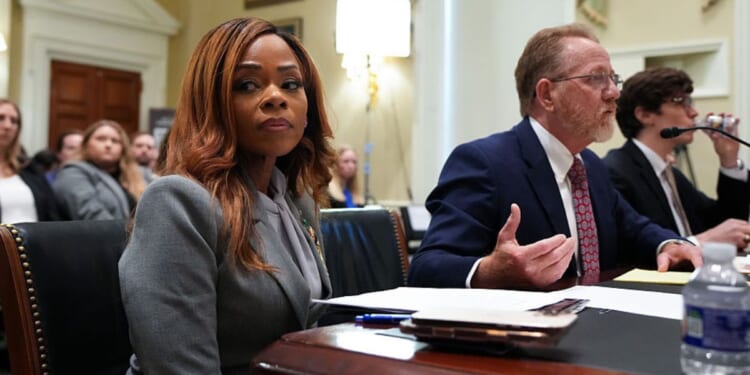 Rep. Sheila Cherfilus-McCormick, a Florida Democrat, appears Thursday for a hearing of the House Ethics Committee on Capitol Hill in Washington, D.C. Cherfilus-McCormick is accused of stealing $5 million from FEMA and using part of it to fund her first successful run for Congress in 2021.