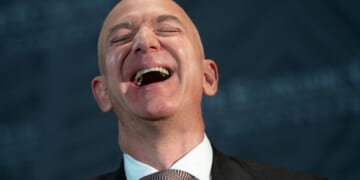 Jeff Bezos laughs at the Economic Club of Washington’s Milestone Celebration event on September 13, 2018.