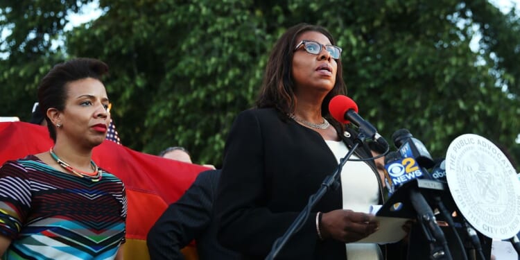 Leticia James speaks at a memorial gathering at Grand Army Plaza in New York City on June 14, 2016.