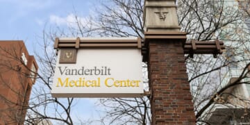 A sign for Vanderbilt University Medical Center is displayed outside the medical provider in Tennessee on March 13, 2023.