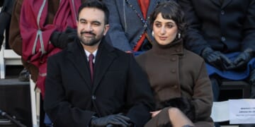 New York Mayor Zohran Mamdani and his wife, Rama Duwaji, attend his ceremonial inauguration as mayor at City Hall by Thursday, Jan. 1, 2026, in New York City.