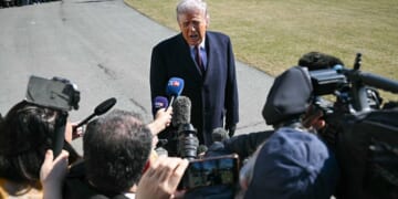President Donald Trump speaks to the news media on the South Lawn of the White House in Washington, D.C., in a file photo taken Feb. 27.