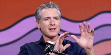 Gov. Gavin Newsom speaks at Networth and Chill podcast at the Vox Media Podcast Stage at SXSW on March 15, 2026, in Austin, Texas.