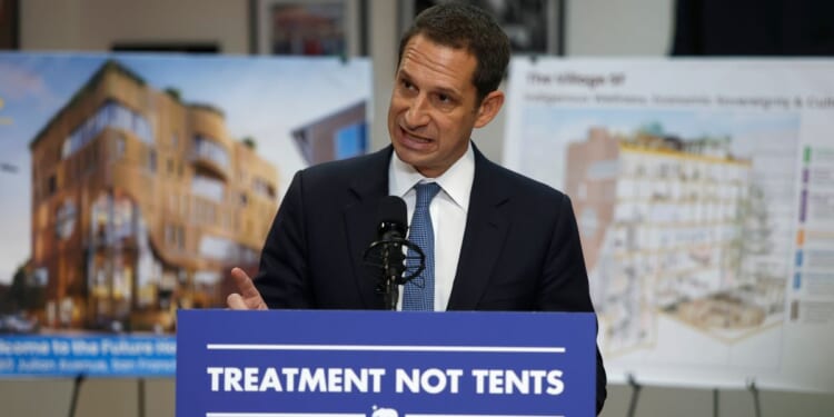 San Francisco Mayor Daniel Lurie steaks at a news conference in San Francisco on Jan. 16, 2026.