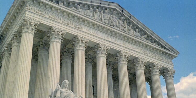 The U.S. Supreme Court building is seen in Washington, D.C., on a sunny day.