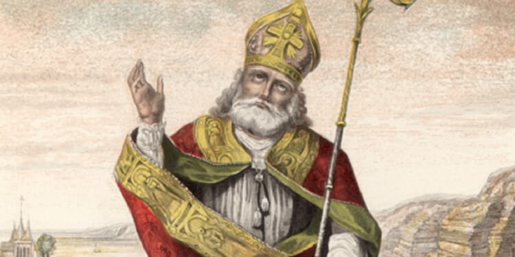 An artist's depiction of St. Patrick from the 18th century.