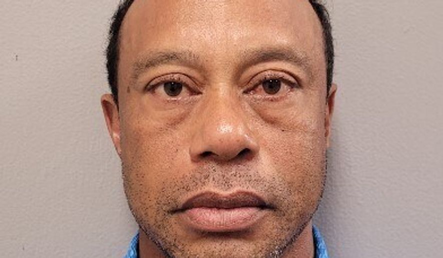 This handout photo provided by the Martin County Sheriff's Office shows Tiger Woods, in Stuart, Fla., Friday, March 27, 2026. (Martin County Sheriff's Office via AP)