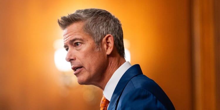 Secretary of Transportation Sean Duffy during a news conference on air traffic controller pay and the government shutdown at the U.S. Capitol on Oct. 23, 2025, in Washington, D.C.