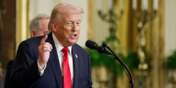 President Donald Trump speaks during an event celebrating 2025 MLS Cup Champions Inter Miami CF in the East Room of the White House on March 5, 2026, in Washington, D.C.