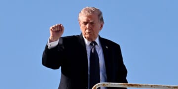 President Donald Trump boards Air Force One at Palm Beach International Airport on March 1, 2026, in West Palm Beach, Florida.