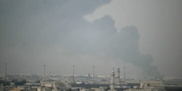 Smoke appears over Doha on March 1, 2026 after President Donald Trump announced Iran's supreme leader Ayatollah Ali Khamenei was killed in joint U.S.-Israeli strikes.