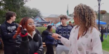 Savannah Craven interviews a student from Coastal Carolina University in Conway, South Carolina, in a video that premiered on Jan. 20, 2026.