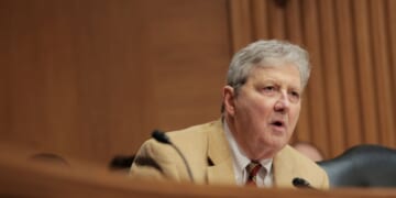 Sen. John Kennedy speaks during the Senate Banking, Housing, and Urban Affairs Committee in the Dirksen Senate Office Building on Feb. 26, 2026, in Washington, D.C.
