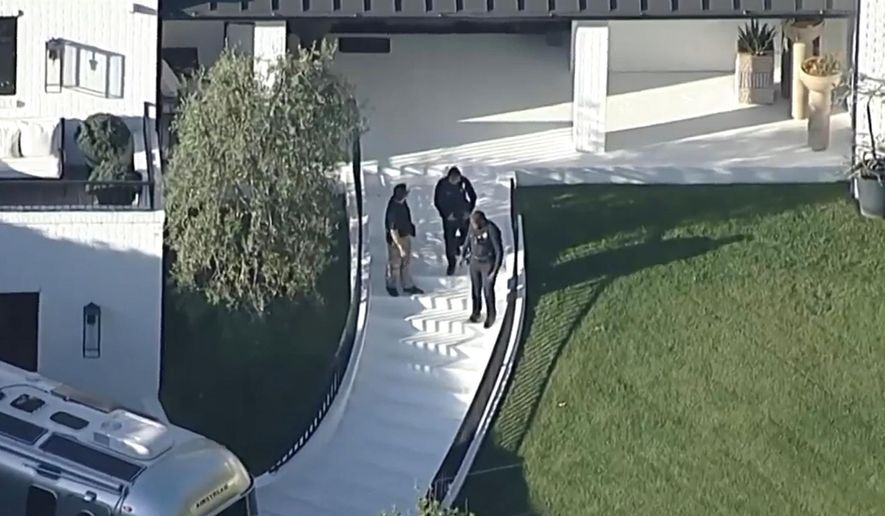 This image taken from video provided by ABC7 Los Angeles on Monday, March 9, 2026 shows an aerial shot of singer Rihanna's home in Los Angeles. (ABC7 Los Angeles via AP)