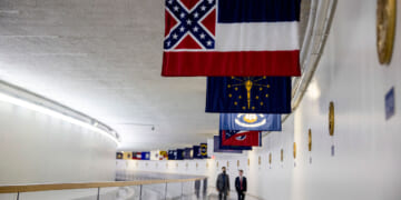 The Mississippi state flag is displayed in the U.S. Senate.