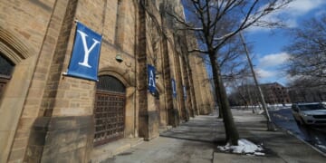 Banners spell out "Yale" on the John J. Lee Amphitheater in New Haven, Connecticut, in a file photo from January.