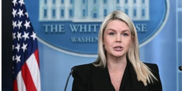 White House press secretary Karoline Leavitt speaks Monday during a media briefing at the White House in Washington, D.C.