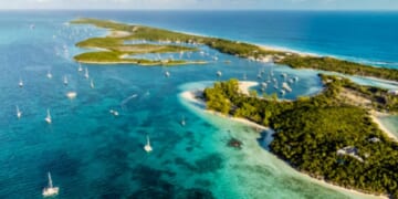 An aerial view of Bahamas beaches.