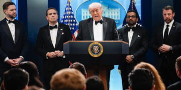 President Donald Trump urged Americans to resolve differences peacefully after a threat at the White House Correspondents Dinner.
