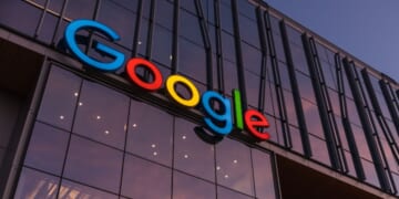 The South Lake Union Google Headquarter entrance at sunset in Seattle, Washington.