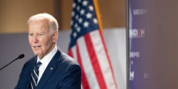 Former President Joe Biden speaks to a crowd during a fundraising event with the South Carolina Democratic Party at the Columbia Museum of Art on Feb. 27, 2026, in Columbia, South Carolina.