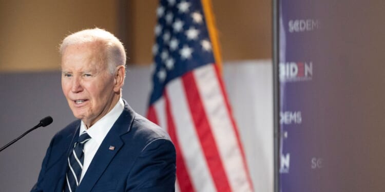 Former President Joe Biden speaks to a crowd during a fundraising event with the South Carolina Democratic Party at the Columbia Museum of Art on Feb. 27, 2026, in Columbia, South Carolina.
