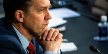 Fmr. Republican Senator Ben Sasse sits at Judiciary committee hearing dais on March 22, 2022.