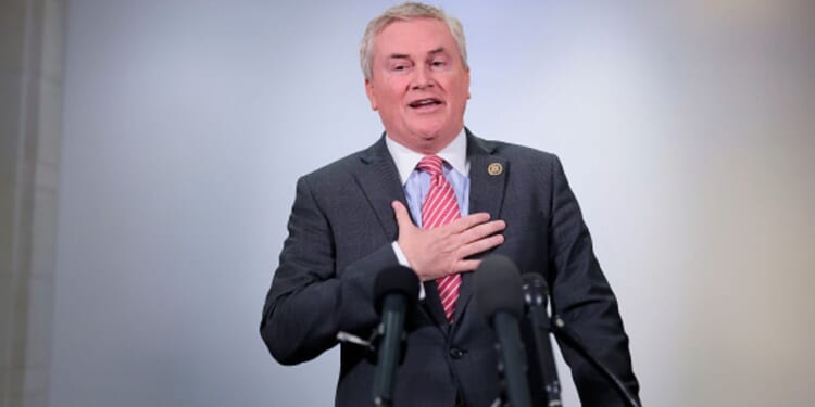 House Oversight Committee Chairman and U.S. Rep. James Comer speaks to the press on March 18, 2026.