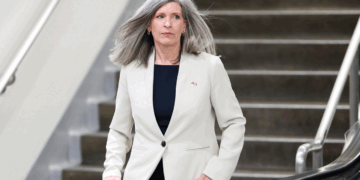 Sen. Joni Ernst (R-Iowa) walks through the Senate Subway in the U.S. Capitol Building during a procedural vote on March 20, 2026 in Washington, DC. The U.S. Senate will remain in Washington this week to continue working towards passing legislation to fund the Department of Homeland Security and pass the SAVE Act. (Photo by Anna Moneymaker/Getty Images)