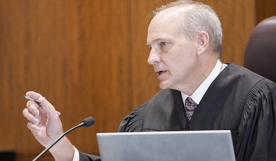 Fourth District Judge Derek Pullan presides over a hearing for Douglas Carter, who was sentenced to death in 1985 and had his conviction reversed in 2025, in 4th District Court in Provo, Utah, Friday, April 3, 2026. (Chris Samuels/The Salt Lake Tribune via AP, Pool)