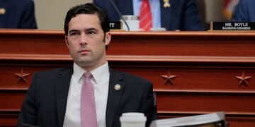 Rep. Brandon Gill listens during a hearing with the House Budget Committee on Capitol Hill on May 16, 2025, in Washington, D.C.