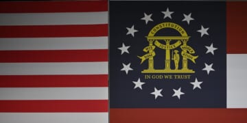 A photo of the Georgia state flag.