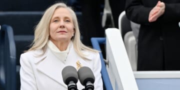 Abigail Spanberger is sworn in as Virginia's first woman and the 75th Governor of Virginia on Jan. 17, 2026, in Capitol Square Richmond, Virginia.
