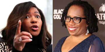 Rep. Jasmine Crockett, left, a Texas Democrat, leaped to the defense of Supreme Court Associate Justice Ketanji Brown Jackson.