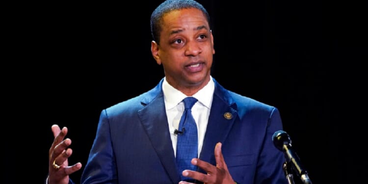 Then-Virginia Lt. Gov. Justin Fairfax is pictured in a 2021 file photo campaigning for the Old Dominions governor's office.