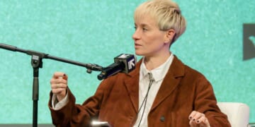 Megan Rapinoe, seen in a March 2025 file photo, conveniently forgot that her team was beat by a team of under-15 boys when she bashed the International Olympic Committee for banning males from women's sports.