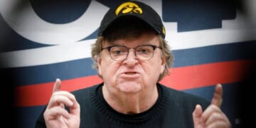 Trump-hating filmmaker and director Michael Moore, seen stumping for then-presidential candidate Bernie Sanders in 2020, railed against the U.S. in a blog post this week, calling Americans the "bad guys."