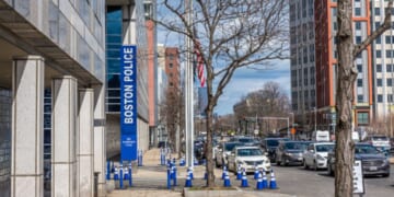 The Boston Police Headquarters Building in Massachusetts stands on March 27, 2025.